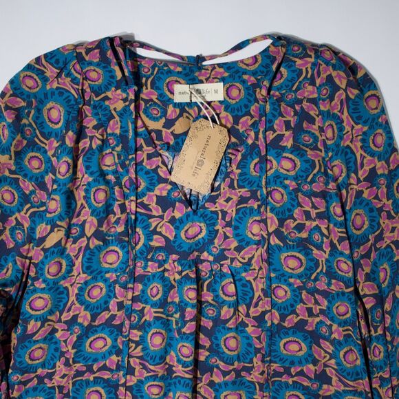 NWT Natural Life Blue Purple Tan Floral Maxi Dress 100% Rayon Boho Women M (B5) - Picture 6 of 11